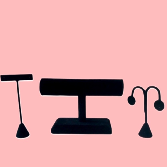 NWT 3PCS Velvet Jewelry Display Set. 1 Bracelet T Bar & 2 Earring Stands. - Picture 2 of 3